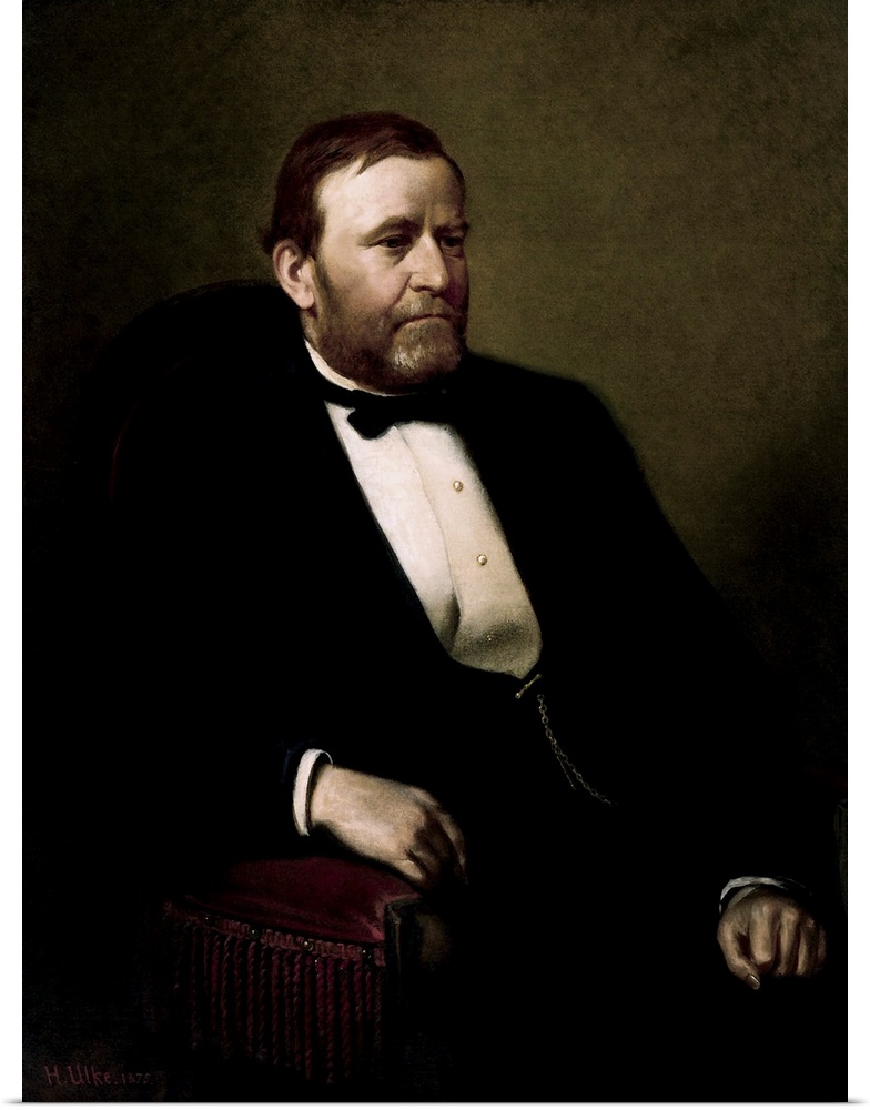 Vintage American History painting of President Ulysses S. Grant.