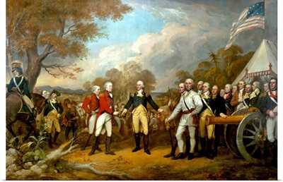 Revolutionary War Painting showing the surrender of British General John Burgoyne