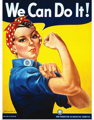 Rosie The Riveter vintage war poster from World War II