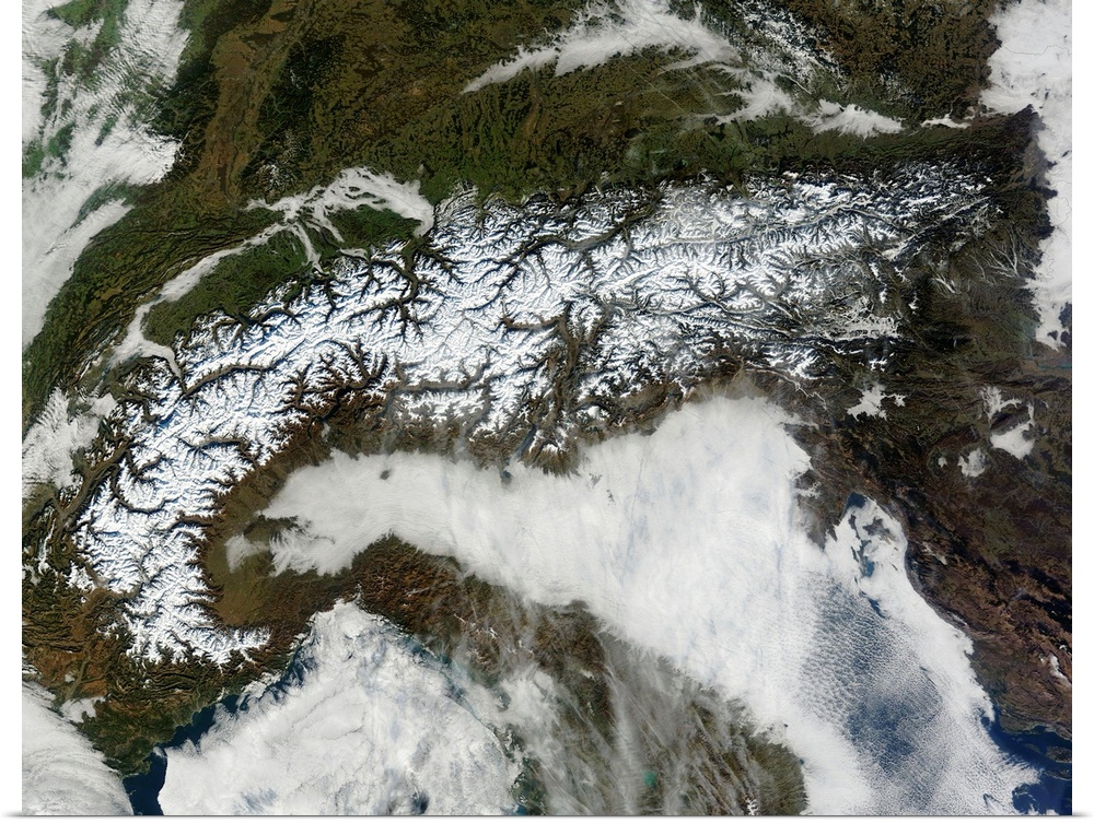 January 17, 2011 - Satellite image of The Alps mountain range.