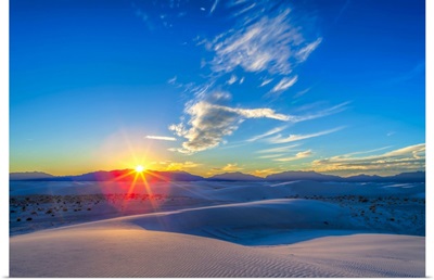 Setting Sun at White Sands National Monument, New Mexico