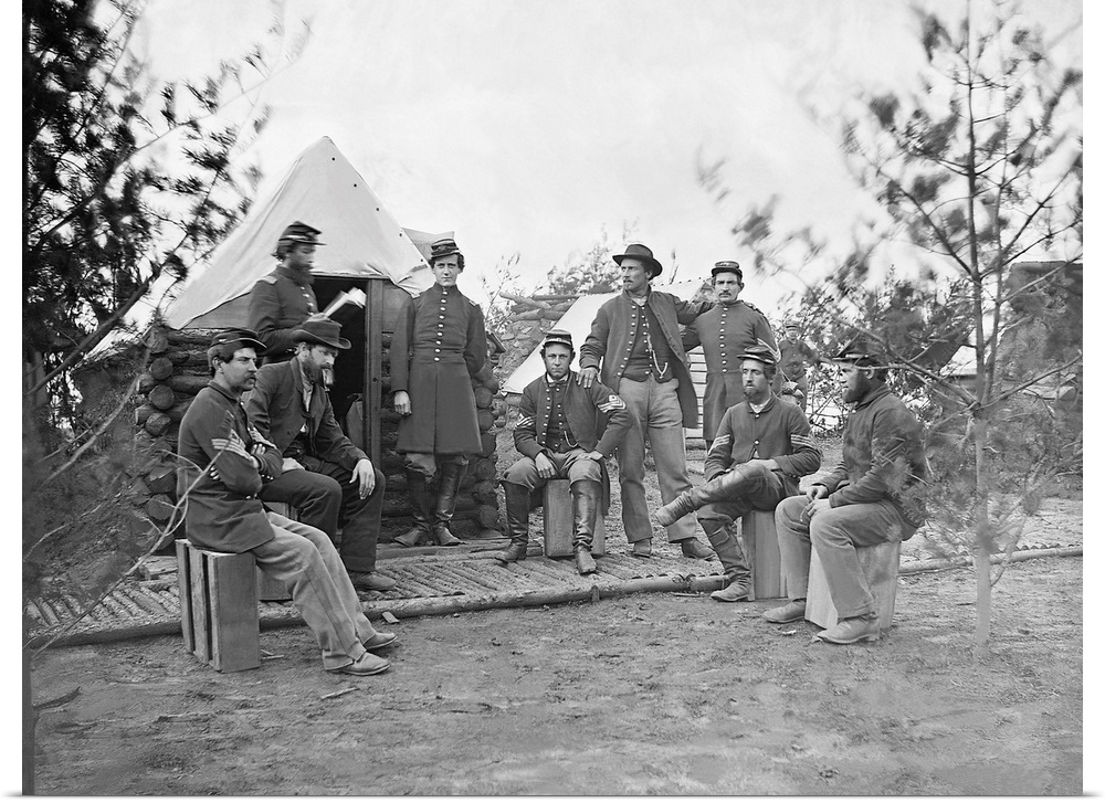 Soldiers at camp during the American Civil War.