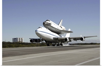 Space Shuttle Endeavour mounted on a modified Boeing 747 shuttle carrier aircraft