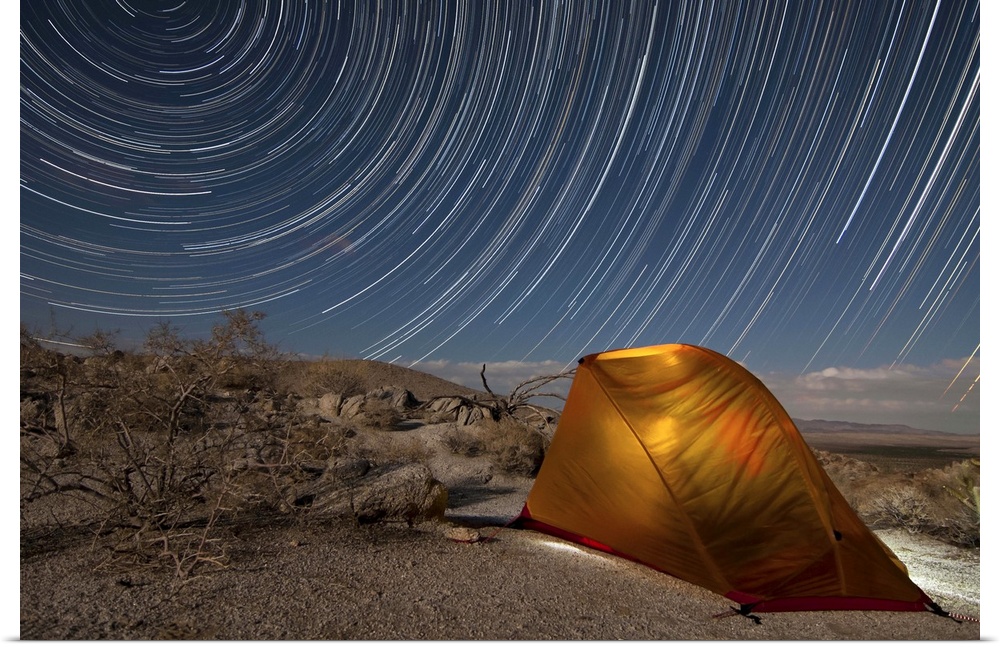 Star trails above a campsite in Anza Borrego Desert State Park, California.