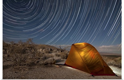 Star trails above a campsite in Anza Borrego Desert State Park, California
