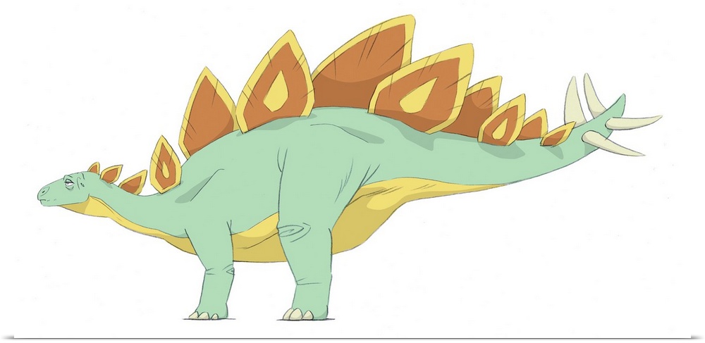 Stegosaurus pencil drawing with digital color.
