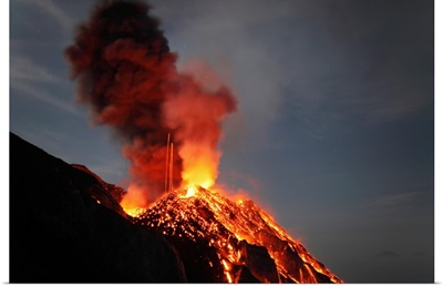 Stromboli eruption Aeolian Islands north of Sicily Italy