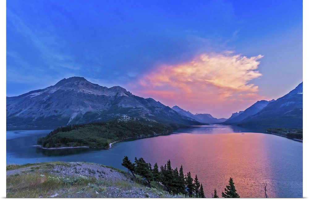 July 15, 2014 - Sunset at Waterton Lakes National Park, Alberta, Canada. Photographed from the Prince of Wales Hotel viewp...
