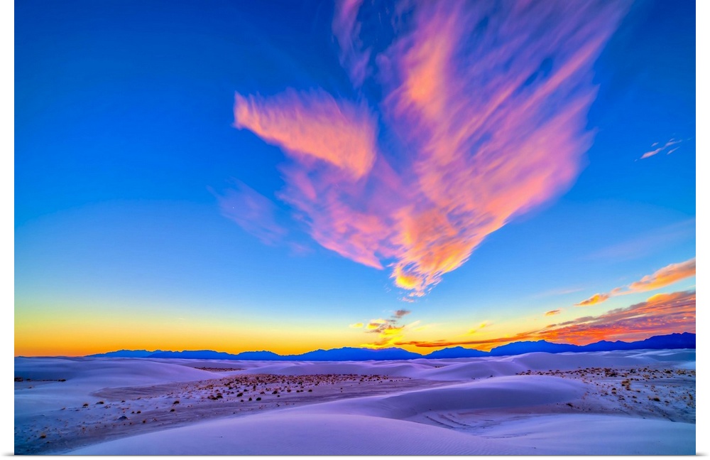 December 10, 2013 - High dynamic range photo of sunset colors over White Sands National Monument, New Mexico. Venus is at ...
