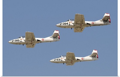 T-37B aircraft of the Turkish Air Force flying in formation
