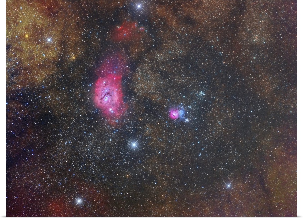 The Lagoon Nebula and Trifid Nebula in Sagittarius constellation.