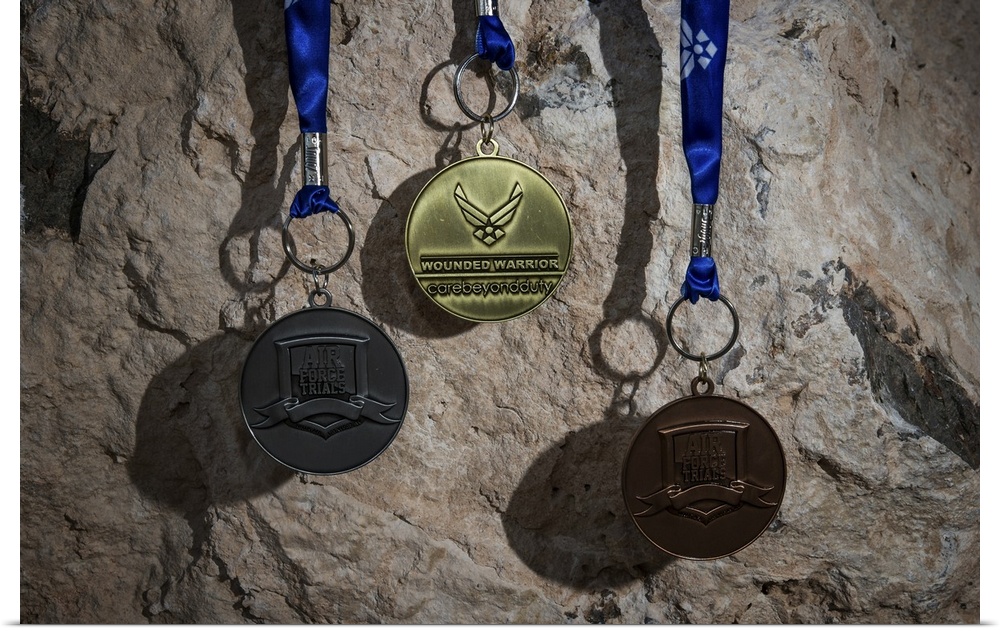 The medals for the Air Force Wounded Warrior 2015 Trials are displayed as competitors from all across the globe compete ag...