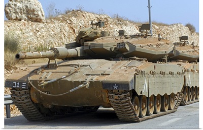 The Merkava Mark IV main battle tank of the Israel Defense Force