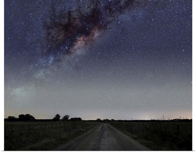 The Milky Way galaxy over a rural road in Mercedes, Argentina