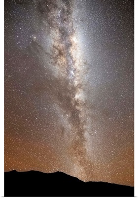 The Milky Way in vertical position rising from the horizon