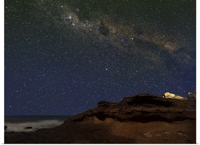 The Milky Way over the cliffs of Miramar, Argentina