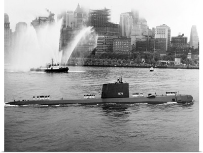 The Nuclear Submarine USS Nautilus Anchored In New York Harbor In 1958
