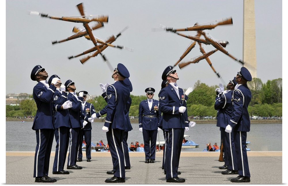 April 14, 2012 - The United States Air Force Honor Guard Drill Team competes during the Joint Service Drill Team Exhibitio...