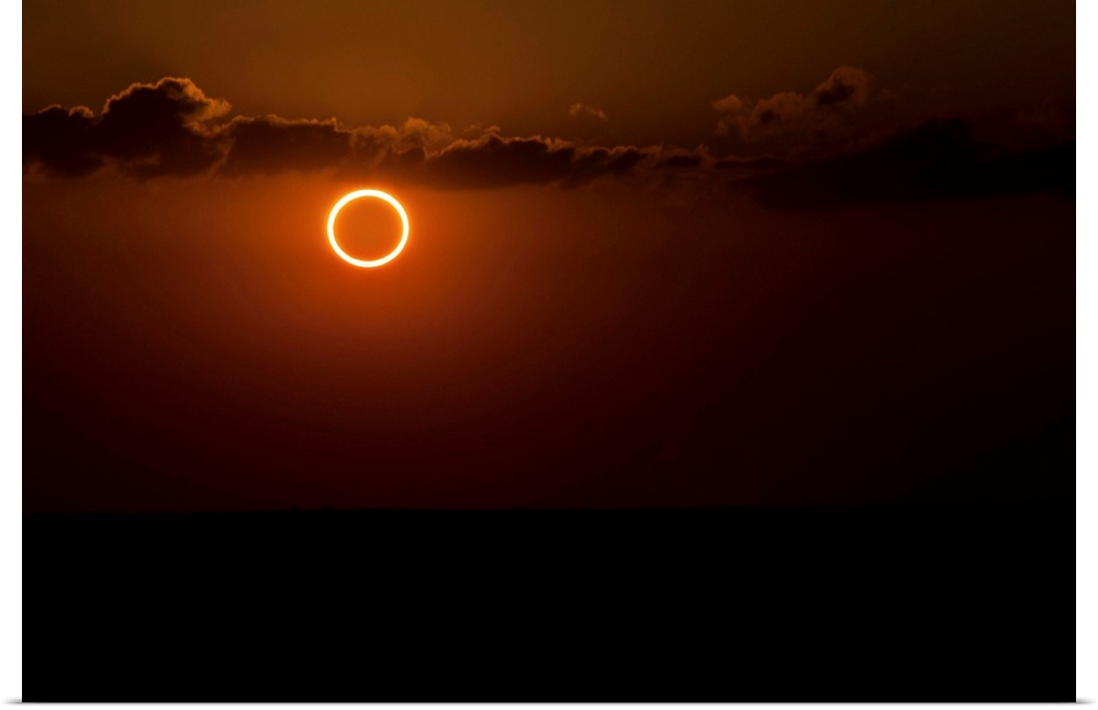 Totality during annular solar eclipse with ring of fire.