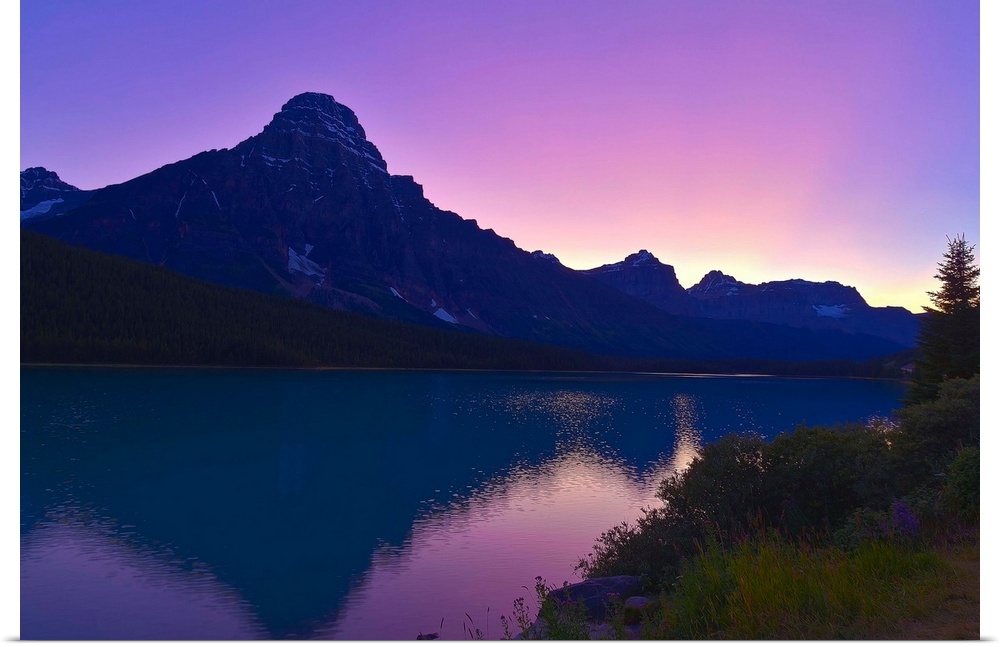 September 4, 2011 - Twilight at Mt. Chephren, Waterfowl Lakes, Banff National Park, Alberta, Canada..