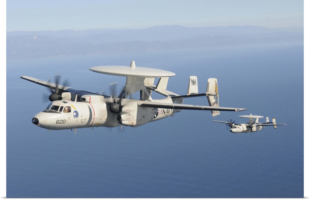 November 20, 2012 - Two E-2C Hawkeye aircraft fly over the Pacific Ocean near Ventura, California.