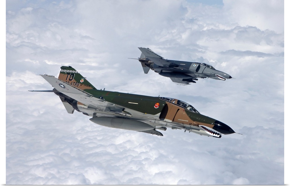 Two QF-4E's from the 82nd ATRS fly over the Gulf of Mexico during a training sortie out of Tyndall Air Force Base, Florida.