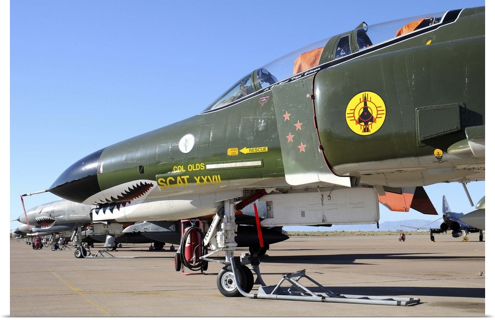 U.S. Air Force QF-4 Phantom II with Sharkmouth of 82nd ATS, on the ramp at Holloman Air Force Base, New Mexico.