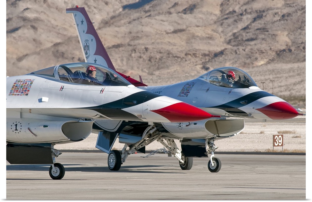 U.S. Air Force Thunderbirds on the ramp at Nellis Air Force Base, Nevada.