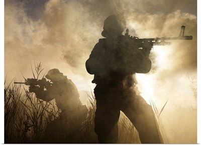 U.S. Navy SEALs during a combat scene