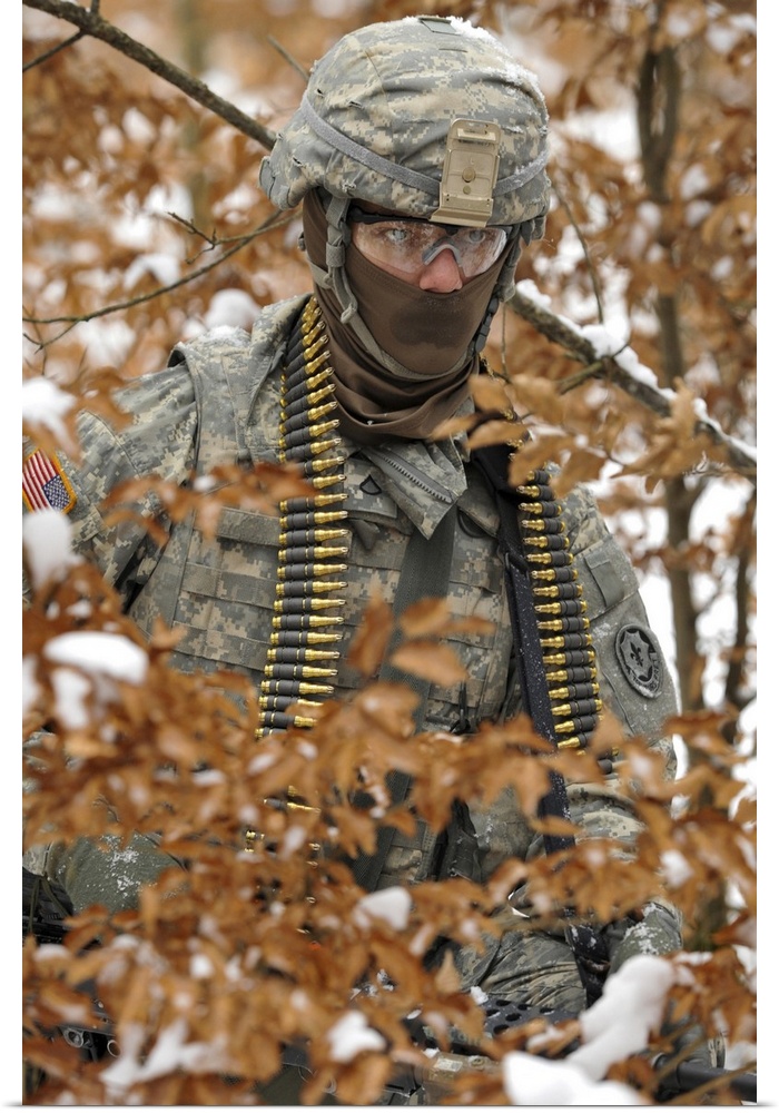 February 12, 2013 - U.S. Army soldier conducts a dismounted patrol during a squad level training exercise at Grafenwoehr T...