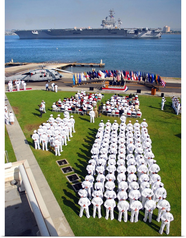 US Navy Sailors attend an establishment ceremony
