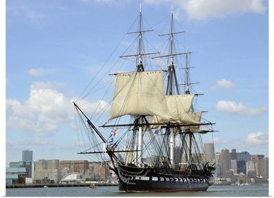 USS Constitution Sets Sail In Boston Harbor