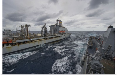 USS Truxtun participates in an underway replenishment with USNS Patuxent