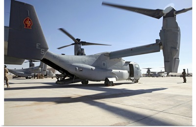 V 22 Osprey tiltrotor aircraft at Camp Bastion, Afghanistan