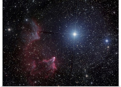 Variable star Gamma Cassiopeiae, with associated emission and reflection nebulae
