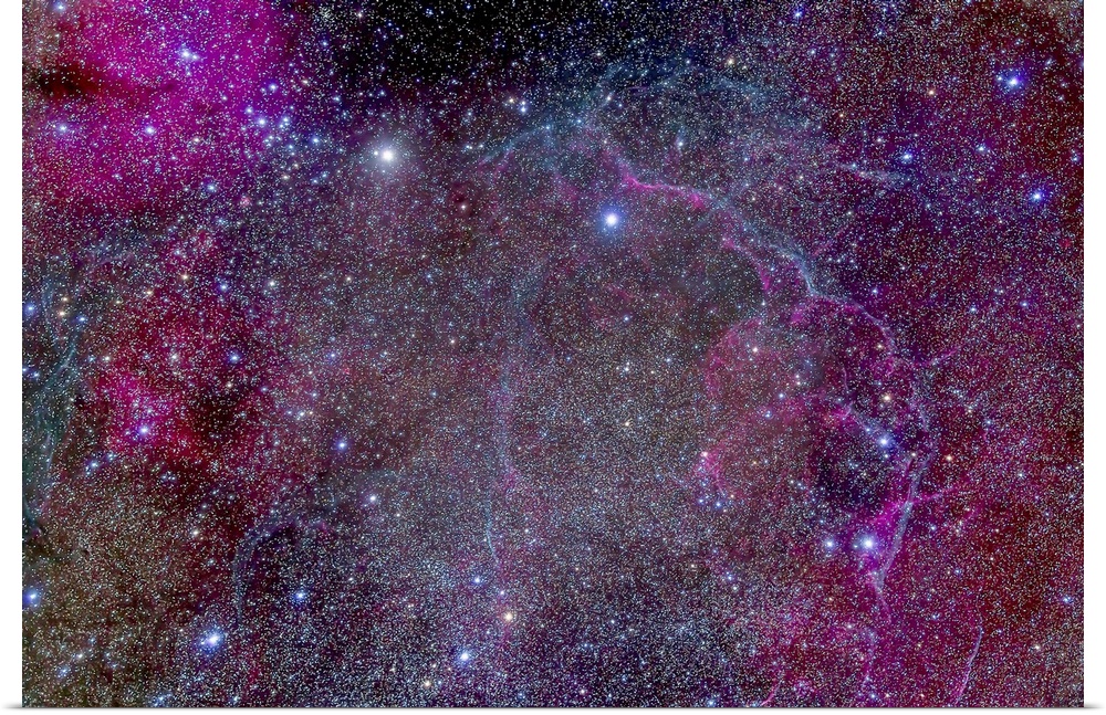 The Vela supernova remnant in the centre of the Gum Nebula area of Vela. This is the remains of a star that exploded thous...