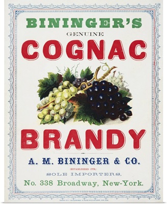 Vintage Advertisement For Bininger's Cognac Brandy