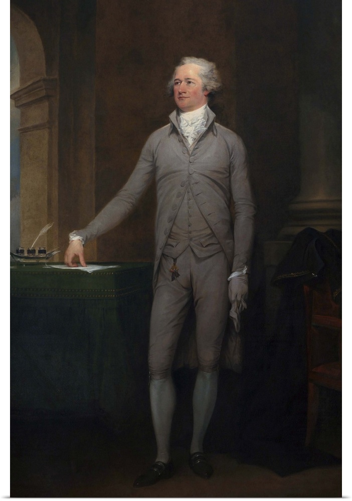Vintage American History painting of Alexander Hamilton.