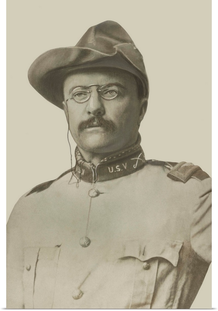 Vintage American History print of Colonel Theodore Roosevelt.