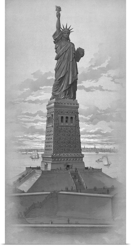 Vintage American History print of The Statue of Liberty.