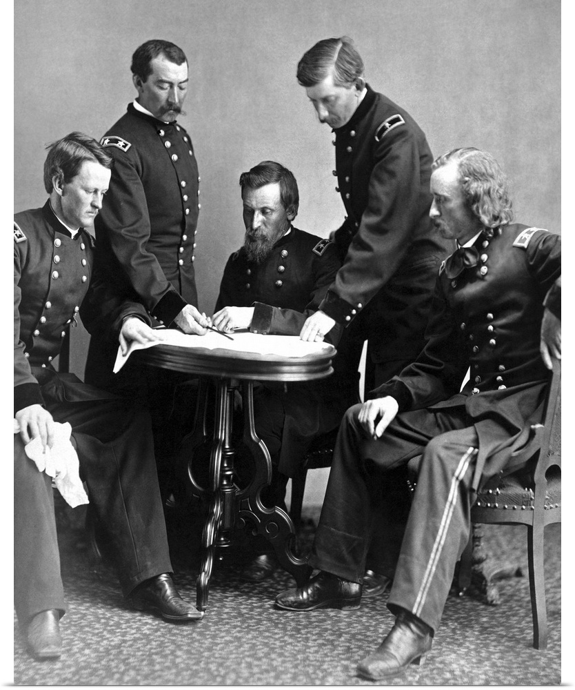 Vintage Civil War photograph of General Philip Sheridan and his staff.