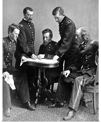 Vintage Civil War photograph of General Philip Sheridan and his staff