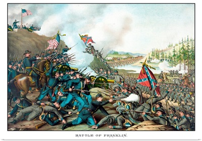 Vintage Civil War print of the Battle of Franklin