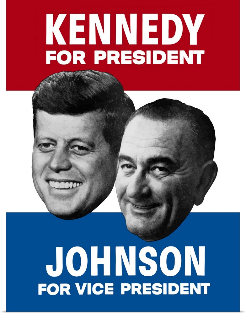 Vintage campaign poster for Kennedy and Johnson, the 1960 Democratic Nominees.