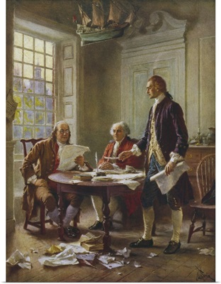 Vintage Painting Of The Writing Of The Declaration Of Independence