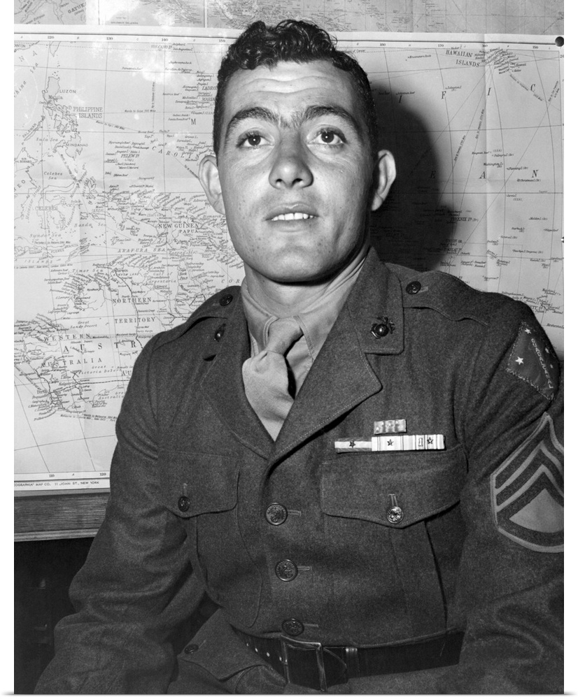 World War 2 photograph of Sergeant John Basilone, September 1943.