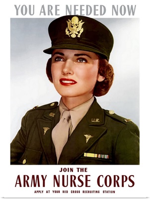 World War II poster of a smiling female officer of the U.S. Army Medical Corps