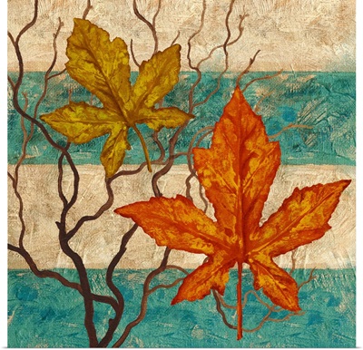 Autumn Stripe with Leaves I