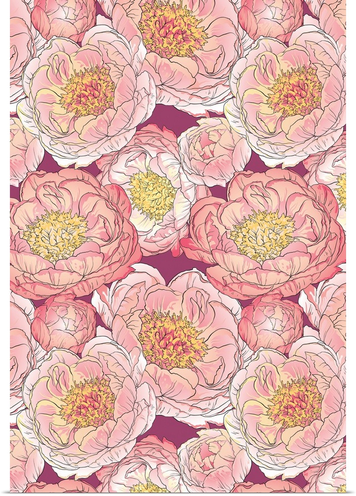 Pattern of pink and white flowers.