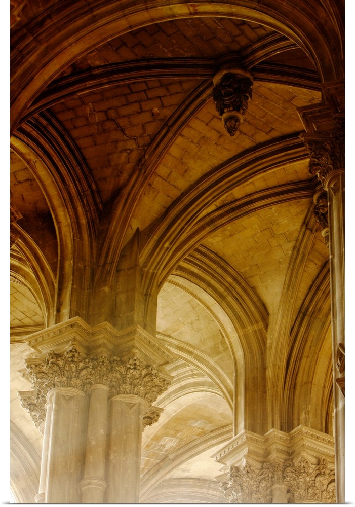 Elaborate architecture in Saint Eustache cathedral in Paris.